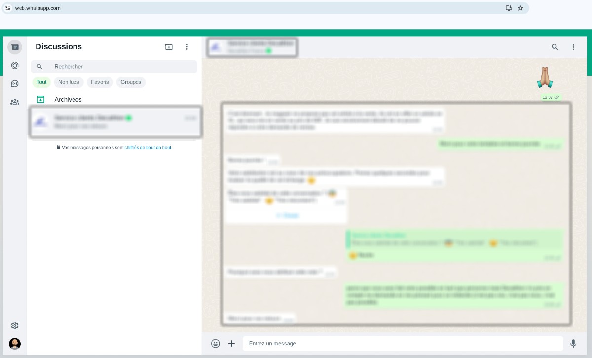 Exemple de discussion directe sur le web